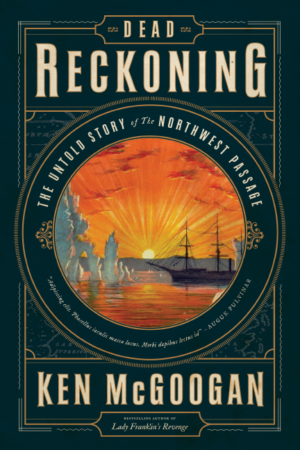 A book cover with an image of a sunset and a ship.