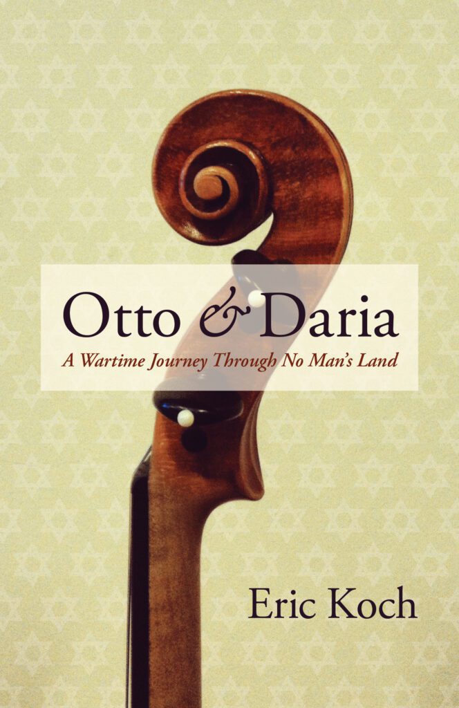 A violin with the words otto & daria on it.