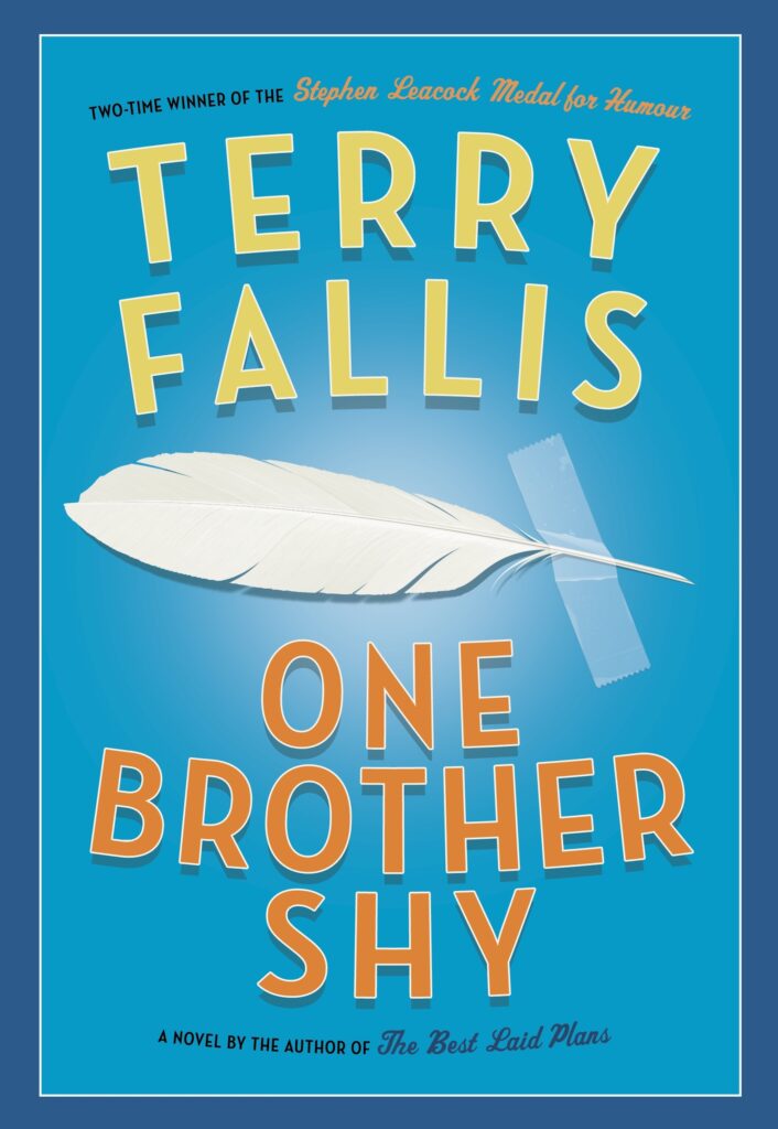 A book cover with an image of a feather and the title one brother sky.
