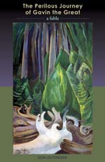 A painting of trees and plants with white horns.