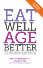 A book cover with the title eat well age better.