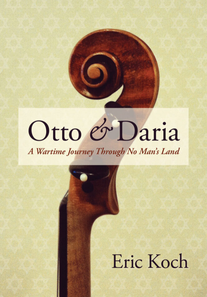 A violin with the words otto & daria on it.