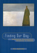 A book cover with a person standing in the background.