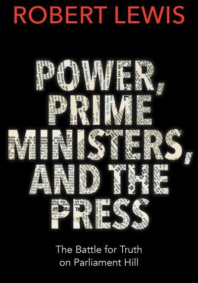 A black background with white lettering that reads " power, prime ministers and the press ".