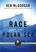 A book cover with an image of the ocean and a mountain.