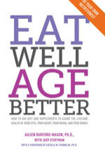 A book cover with the title eat well age better.